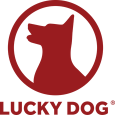 Lucky Dog logo in red.