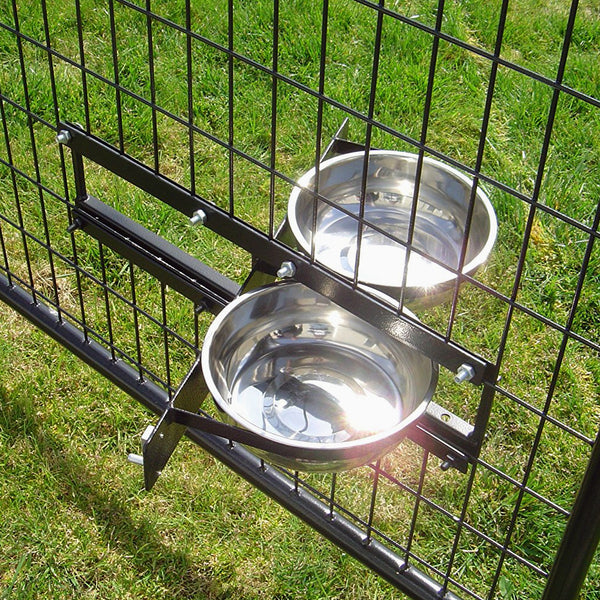 Lucky Dog® Double Fixed Position Food & Water Kennel Dog Bowls –  luckydogdirect