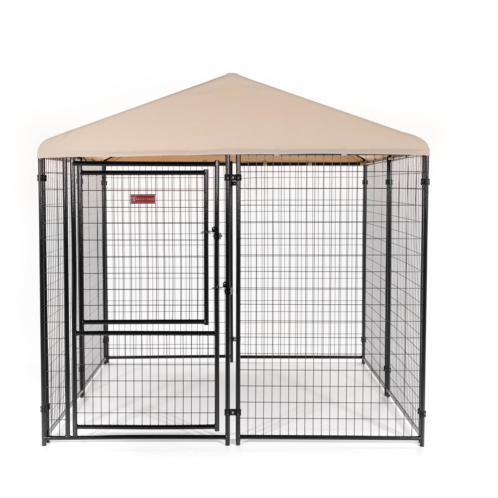 Lucky Dog STAY Series Presidential Dog Kennel 10'x10' with Privacy Screen