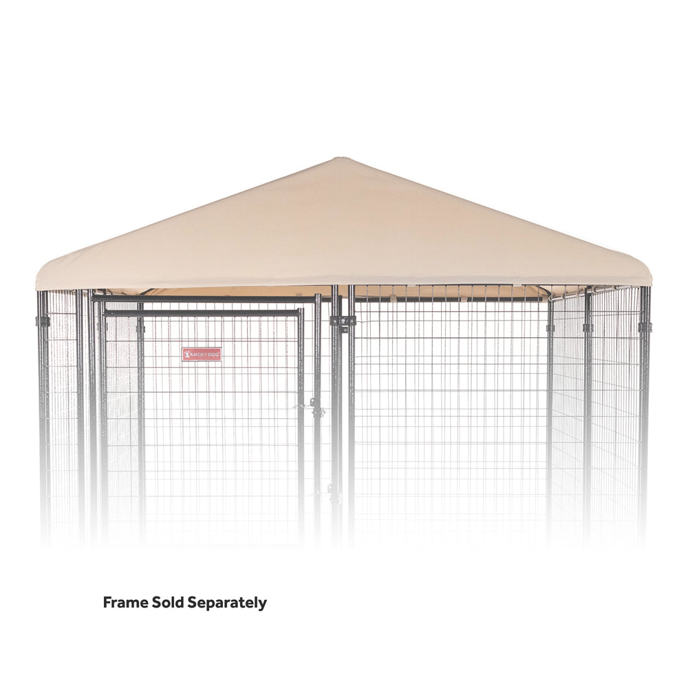 Lifestyle image of a Lucky Dog® Executive Canopy Kennel Cover 8'x8.